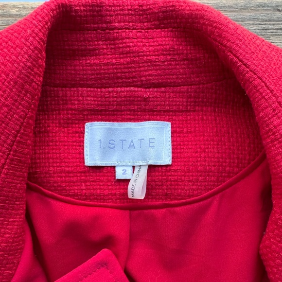 1. State Red Tweed Convertible Double Zip Moto Jacket Vest Size 2 - Picture 5 of 13